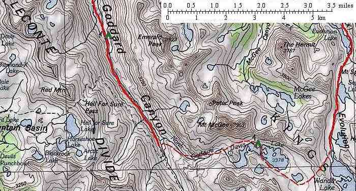 Map Showing Fifth Day of Trip Route