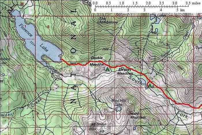 Map Showing First Day of Trip Route