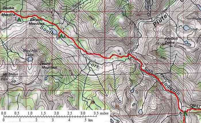 Map Showing Second Day of Trip Route